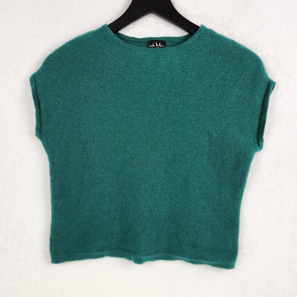 Nicole Miller Sweater Women Small Green Extra Fine Merino Wool Quiet Luxury